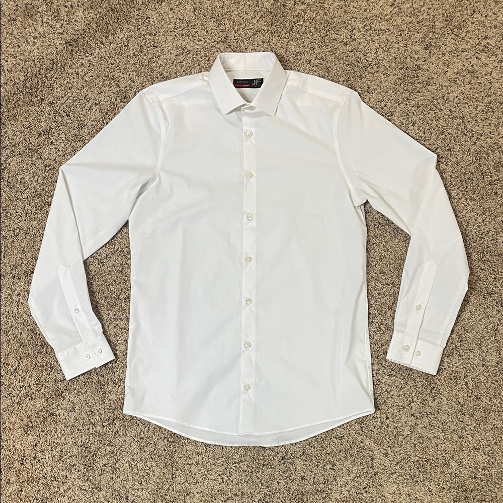 J.Ferrar Classic White Men's Small Slim Dress Shirt